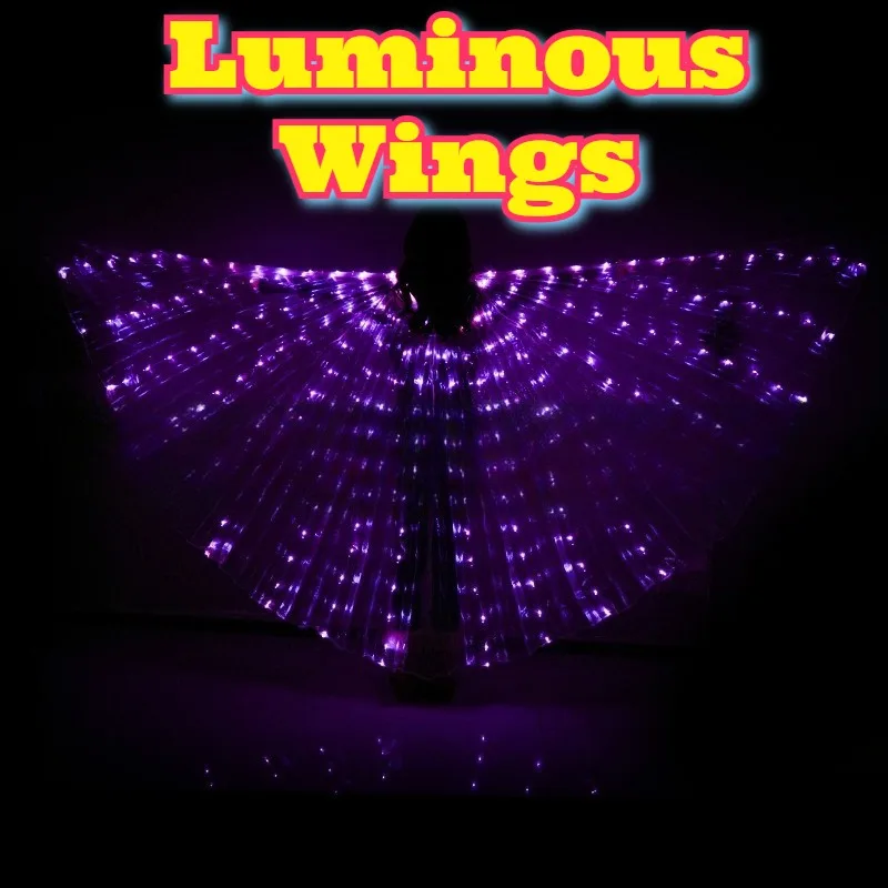 Alas LED de élite, capa de rendimiento iluminada, disfraz de danza del vientre de arcoíris de 360 grados, ropa Rave multicolor, accesorio para fiesta y espectáculo