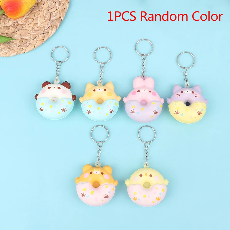 

1pcs Donut Cute Phone Key Chains Decompression Vent Toy Sponge Pendant Keychain Stress Reliever Toys