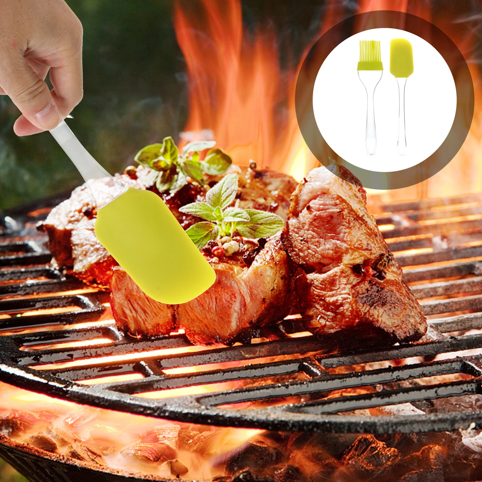 

4Pcs Silicone Bbq Basting Brush Set Spatula Non-Scratch Portable Grilling Baking Kitchen Tool Long Lasting Silicone Bbq Brush