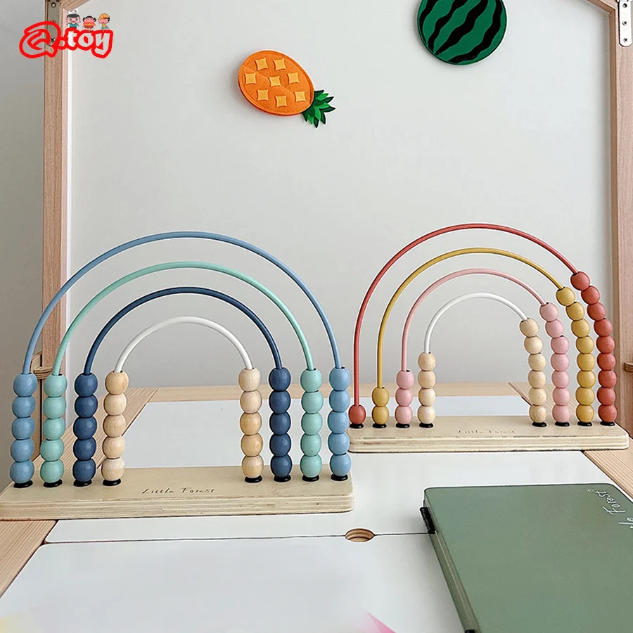 Wooden Abacus Math Toys for Kids INS Style Learning Education Counting Training Frame Teaching Aids for Kids Montessori