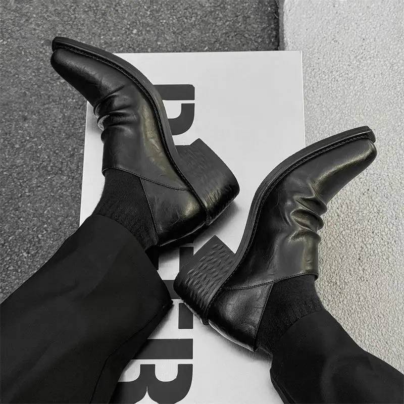 

2025 Men's and Women's Upturned Leather Fashion Casual Shoemakers Division Folding Platform Commuting Increases Derby Shoes