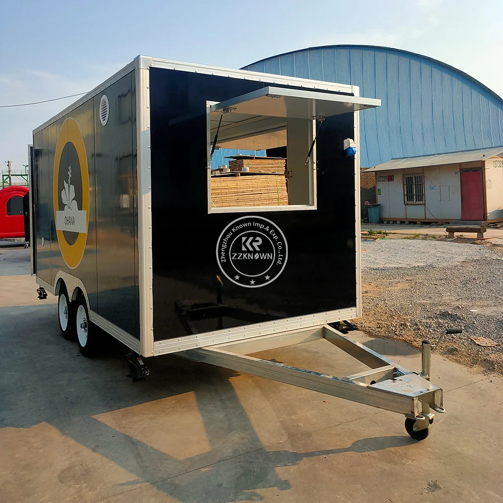 

Vintage Design Outdoor Food Trailer Mobile Kitchen Hot Dog Cart Food Van Ice Cream Truck Square Food Cart