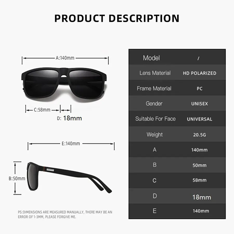 Gafas de sol polarizadas cuadradas Retro para hombres y mujeres, gafas de sol polarizadas de lujo para conducir y pescar, gafas de diseñador de marca, UV400