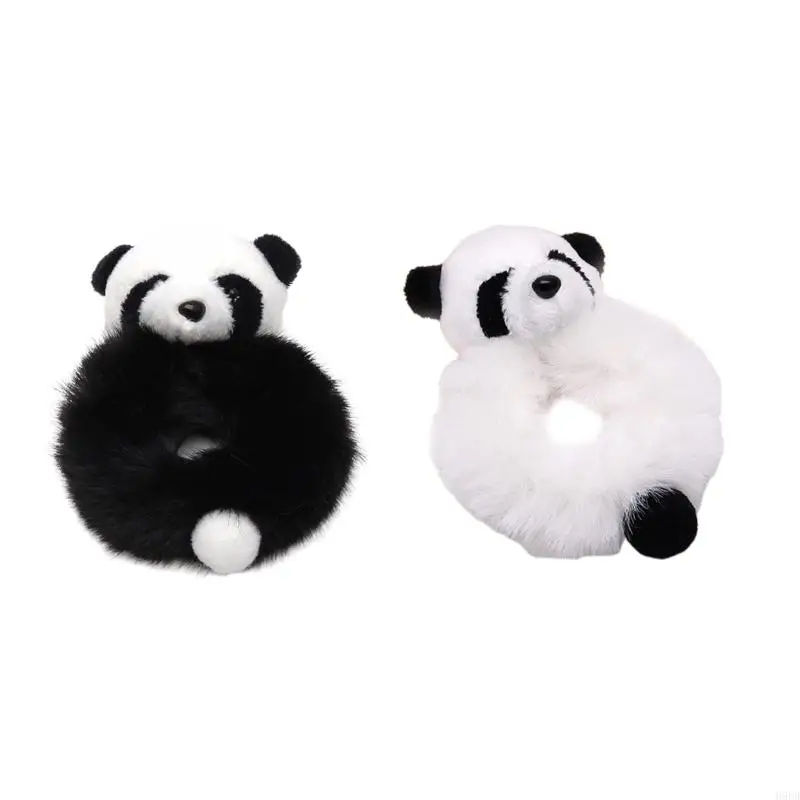 

H9ED Panda Elastic Hair Ties Cartoon Animal Ponytail Holders for Toddler Girls Teens Lovely Hair Scrunchie Supplies