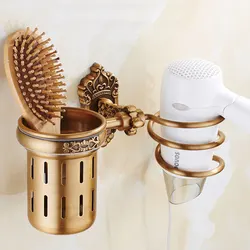Soporte de secador de pelo de aluminio, estante de baño antiguo, almacenamiento sin clavos, estante de pared, organizador montado en espiral, soporte para cepillo de dientes