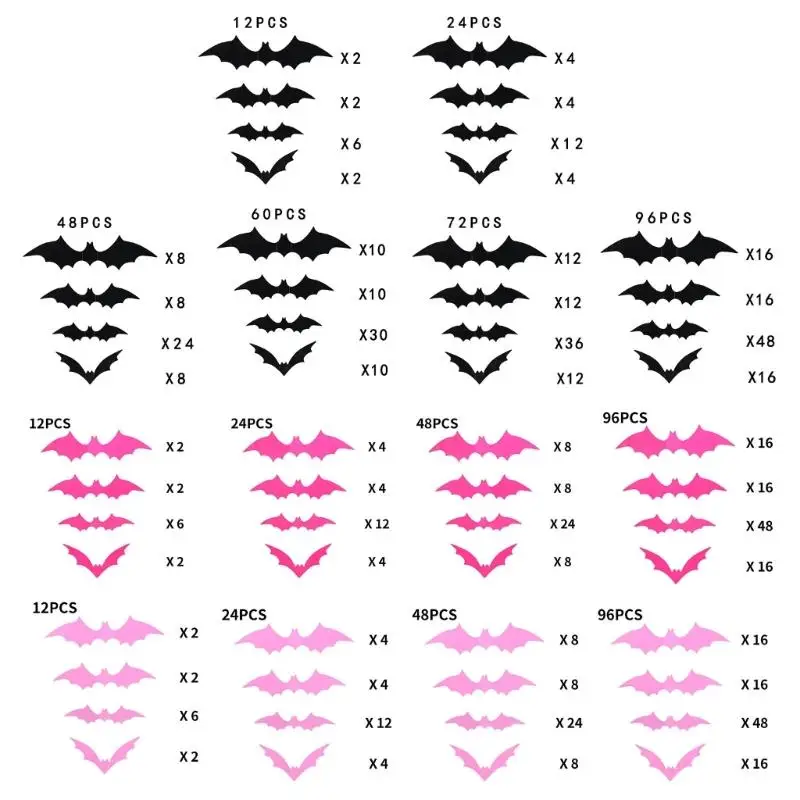 39BD Indoor Halloween Bat Wall Decals for Photo Areas and Holiday Decor