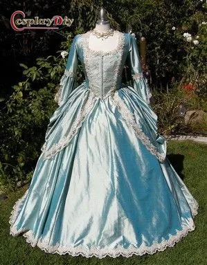 

Cosplaydiy Princess dress Costume Ball gown beauty Crystal Cosplay Luxury Blue Dress With Pearl Lace UP Dress Vintage Costume