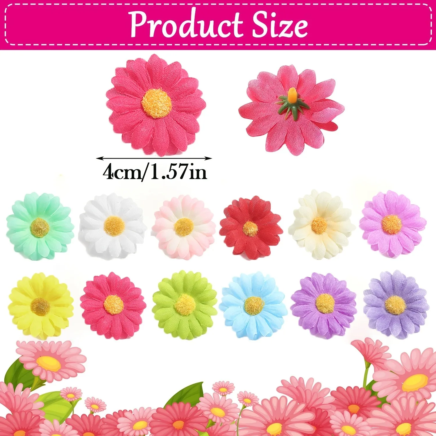 55/110PCS Gänseblümchen Künstliche Blumen Köpfe Seide Gefälschte Blumen für Hochzeit Dekoration Home Room Decor DIY Girlande geschenke Zubehör – Detail 2