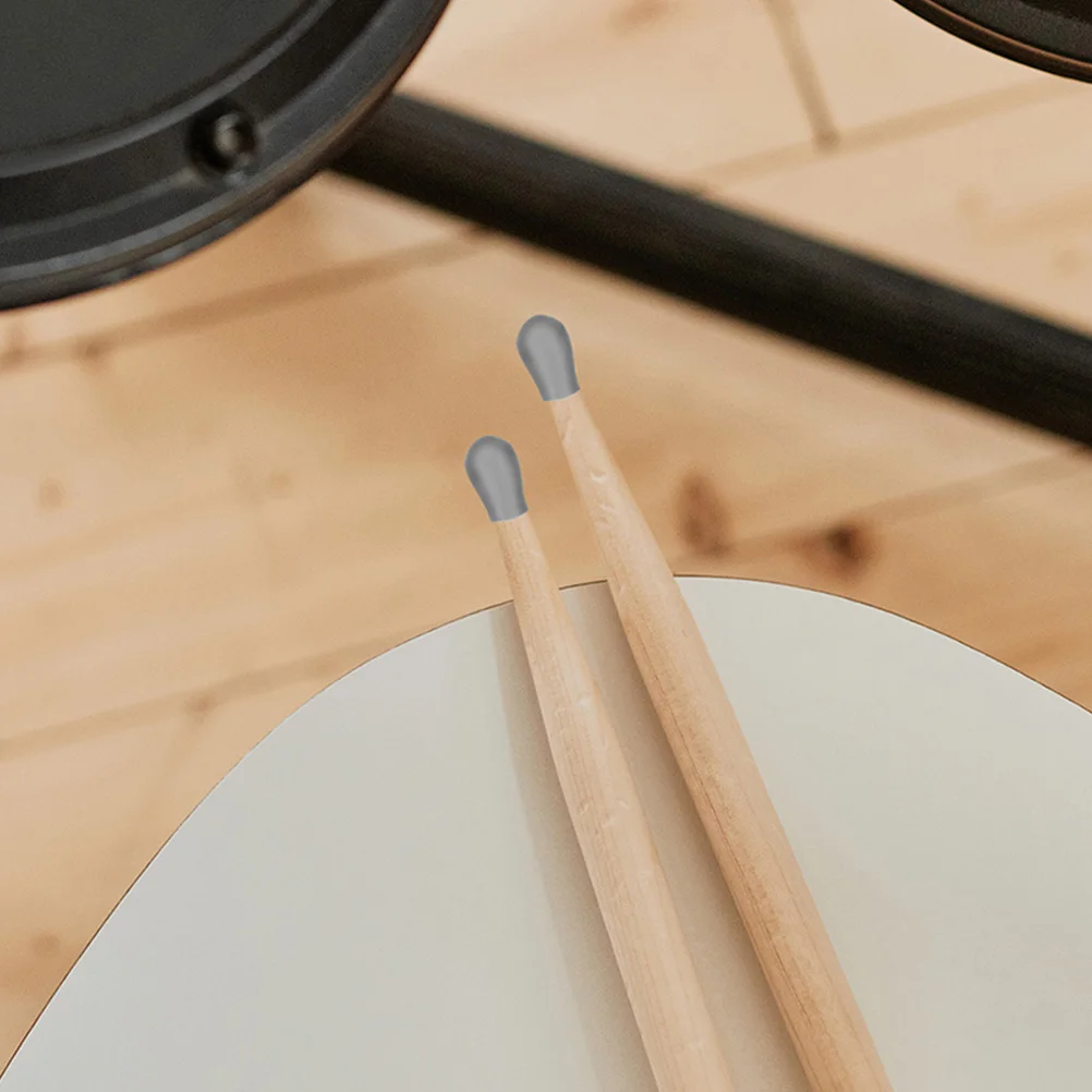 

20 Pcs Drumsticks Protector Mute Pads Silent Practice Tip Protective Case No Worry Grey Dampeners