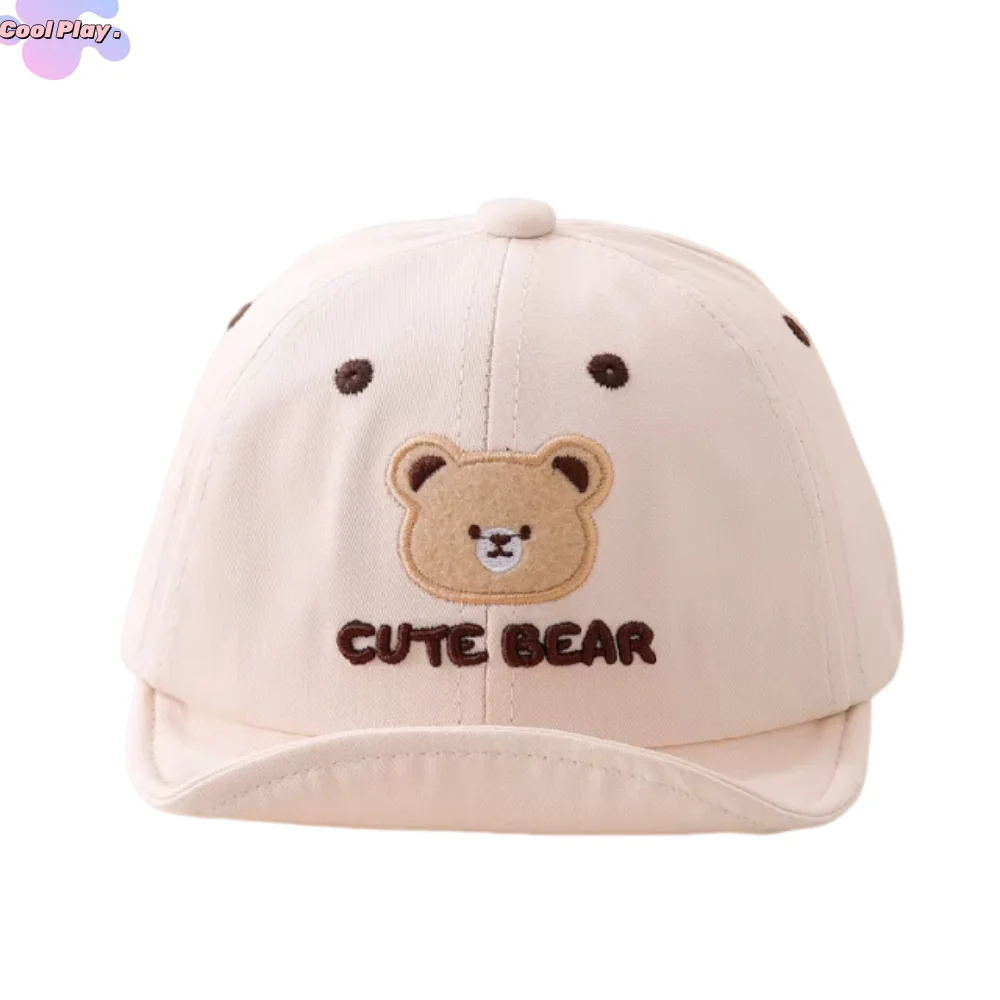 

Simple Cartoon Bear Baby Baseball Hat Breathable Soft-brim Toddler Peaked Cap Comfortable Cute Children Sports Hats Outdoor