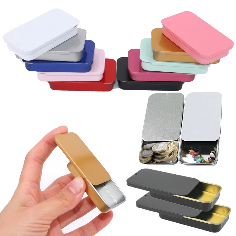 

50pcs/pack Metal Rectangular Empty Mini Tin Box for Jewelry Pill Cases Portable Small Cosmetic Container Storage Box for Candy