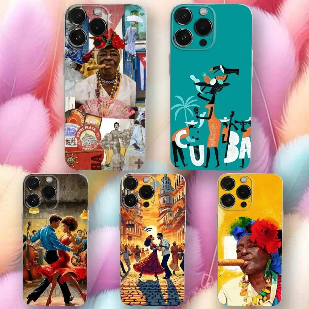 

C-Cuba Art Phone Case For iPhone 16,se4,15,14,13,12,11 Plus,Pro,Max,XR,XS,X,Plus,SE,Mini Transparent Soft Cover