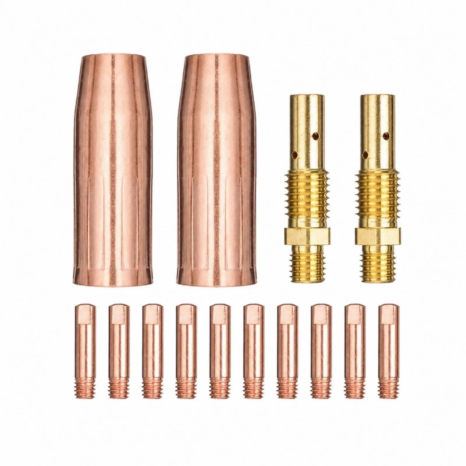 Welding Nozzle Assembly 14 Piece MIG Torch Guide and Parts Copper Brass Tips Sleeves for Mini Torch 100L Repair
