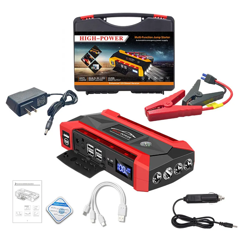 30000mAh Portable Charger Car Battery Starter Auto Jump Starter 12V Petrol Diesel Car Emergency Booster Start Power Supply