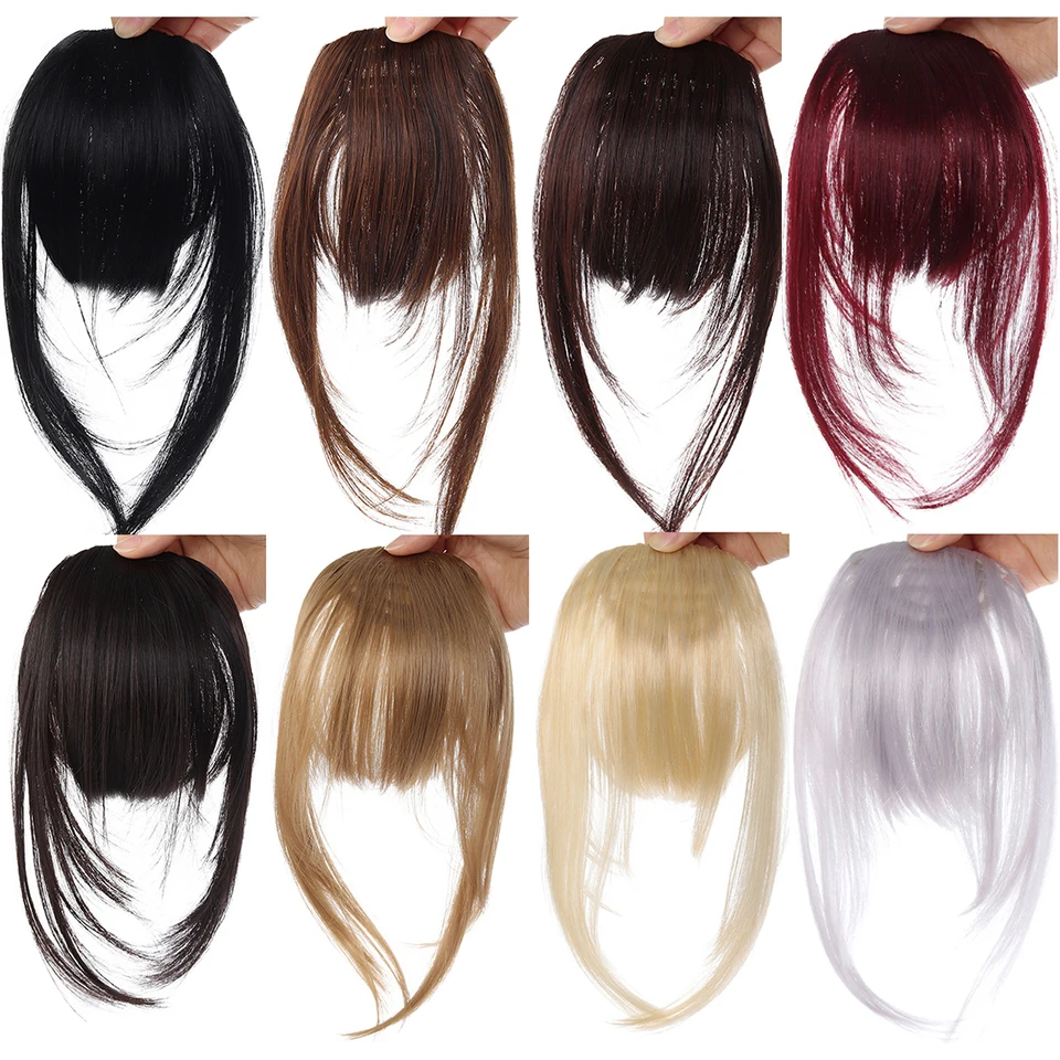 Flequillo postizo de cabello sintético con patillas, 12 pulgadas, castaño oscuro, aspecto natural para mujer, uso diario, fiestas y cosplay 2