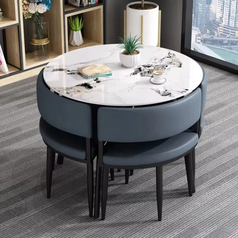 Fashion Iron Table Design Cafe Shop Furniture Restaurant Round Dining Tables and Chair Coffee Shop Table Set 4 Seats Restaurant