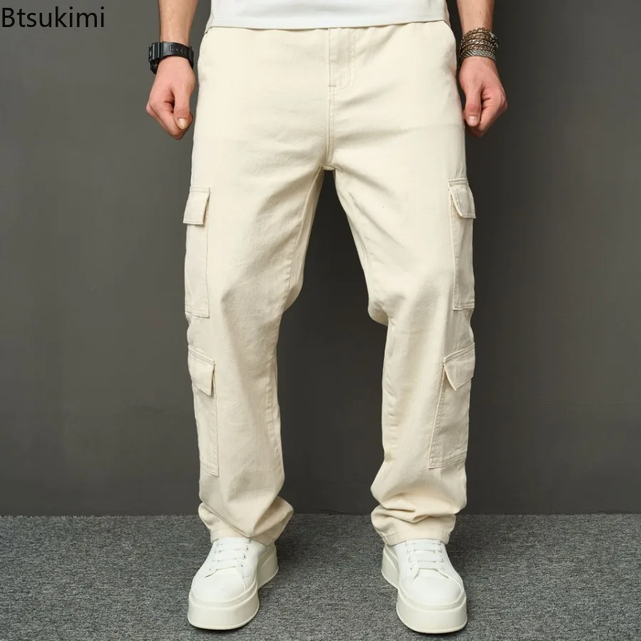 2025 New Cotton Pockets Men's Straight Leg Cowboy Cargo Pants Loose Casual Outdoor Pants Men's Work Pants for Hiking Tactical