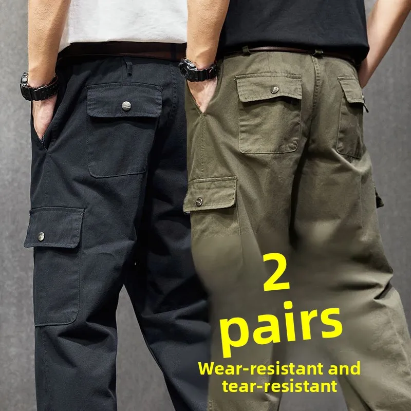 

Мужская рабочая одежда, брюки с высокой талией, парусиновые прямые брюки, устойчивые к разрыву строительную площадку, осенняя повседневная мода
