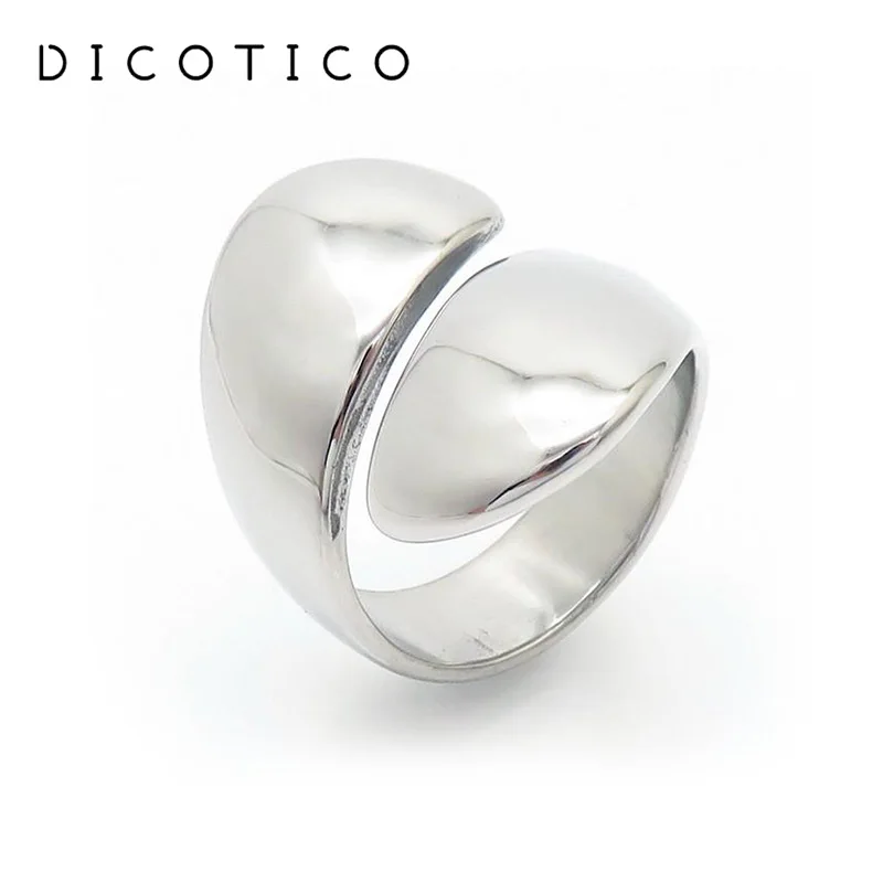 

Trendy Stainless Steel Rings For Women Cuff Silver Color Shiny Wedding Bands Rings Mujer Finger Purity Jewelry Gifts Wholesale