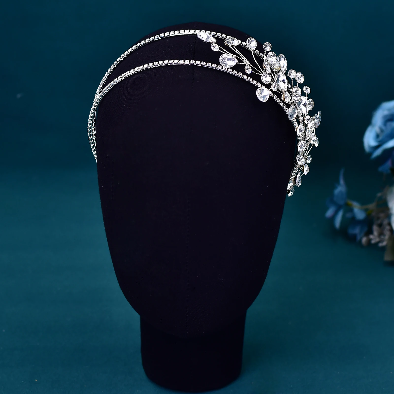 Diadema nupcial de joyería de diamantes de imitación, accesorios para el cabello de boda, tocado para novias, Aro para el cabello para mujeres y niñas, Tiara para damas de honor, HP584