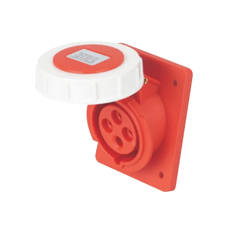 Flush Mounted Industrial Socket IP67 16a 32a Wall Panel Mounted Red Socket For Marine