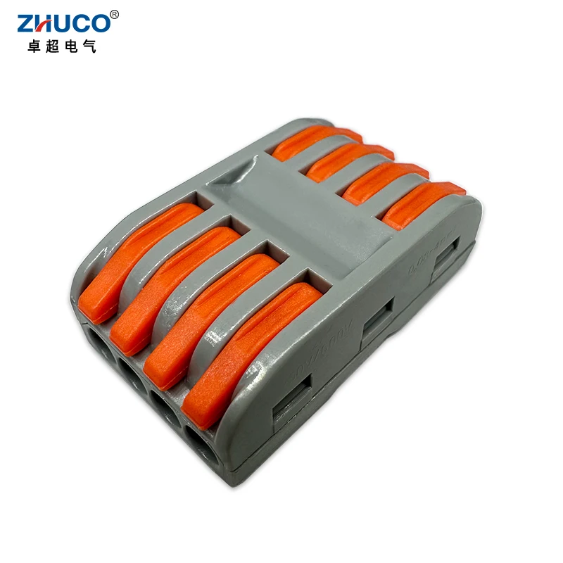 5pcs PCT-224 32A Copper Construction Eectrician Terminal 4 In 4 Out Fast Wiring Terminal Quick Cable Branch Line Connector