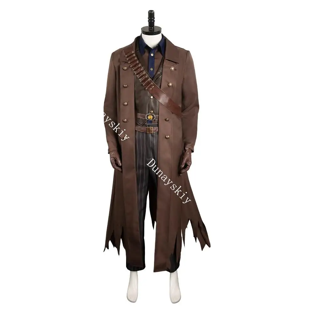 Cosplay Costume Clothes Uniform Cosplay Hat Performance Dress Cowboy Hat Brown Suit Ghouls Cosplay Costume Battle Set