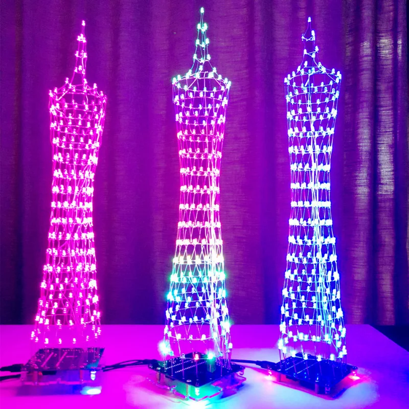 Guangzhou Tower Kit – Assembling Components Colorful LED Lighting of Guangzhou Xiaomaniao Tower, Light Cube Electron