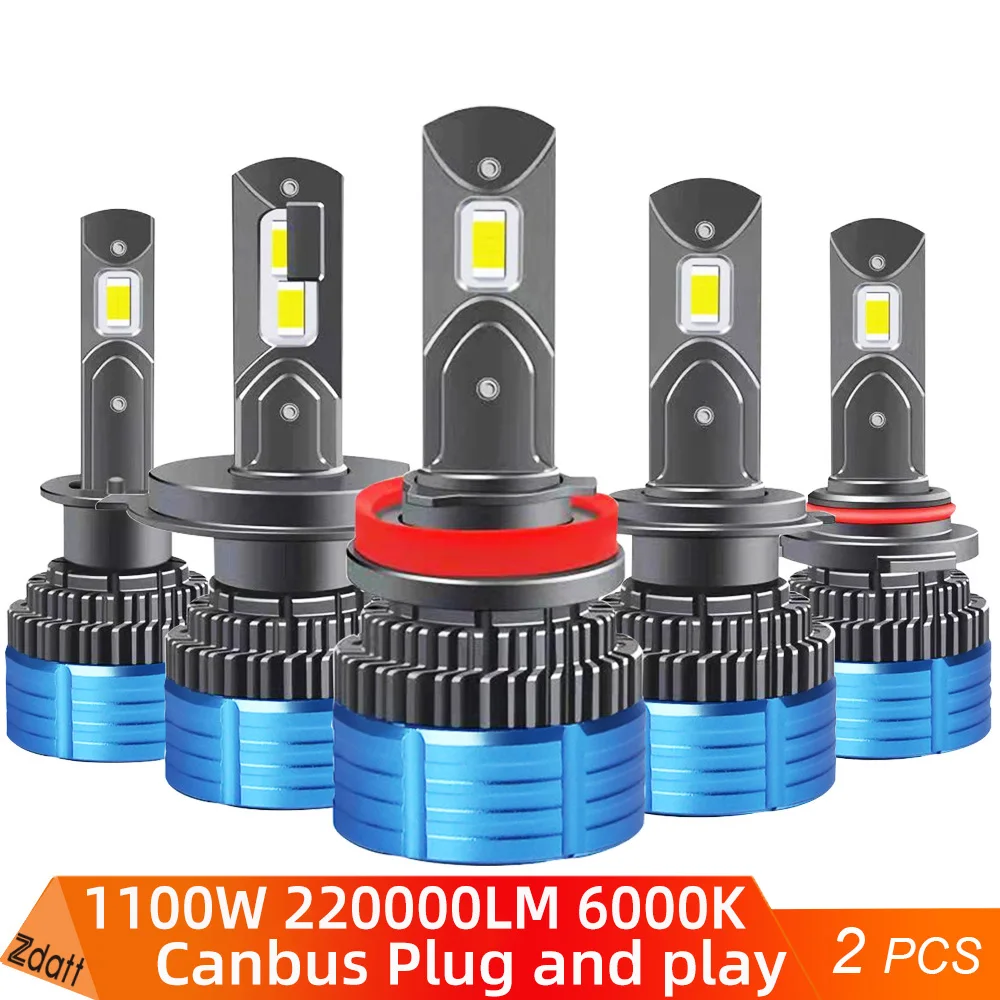 

12V Car H11 H7 Led Canbus Headlight Bulbs 1100W 220000LM H4 Led Lights H8 H9 HB3 9005 HB4 9006 H1 9012 Hir2 LED 6000K Fog Lamp
