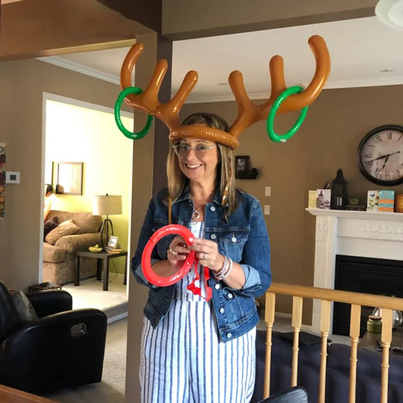 1 مجموعة نفخ الرنة قرن الوعل إرم لعبة متعة قبعة الشتاء الأطفال بنين بنات عيد الميلاد الاحتفال الديكور حفلة DIY بها بنفسك لوازم #5