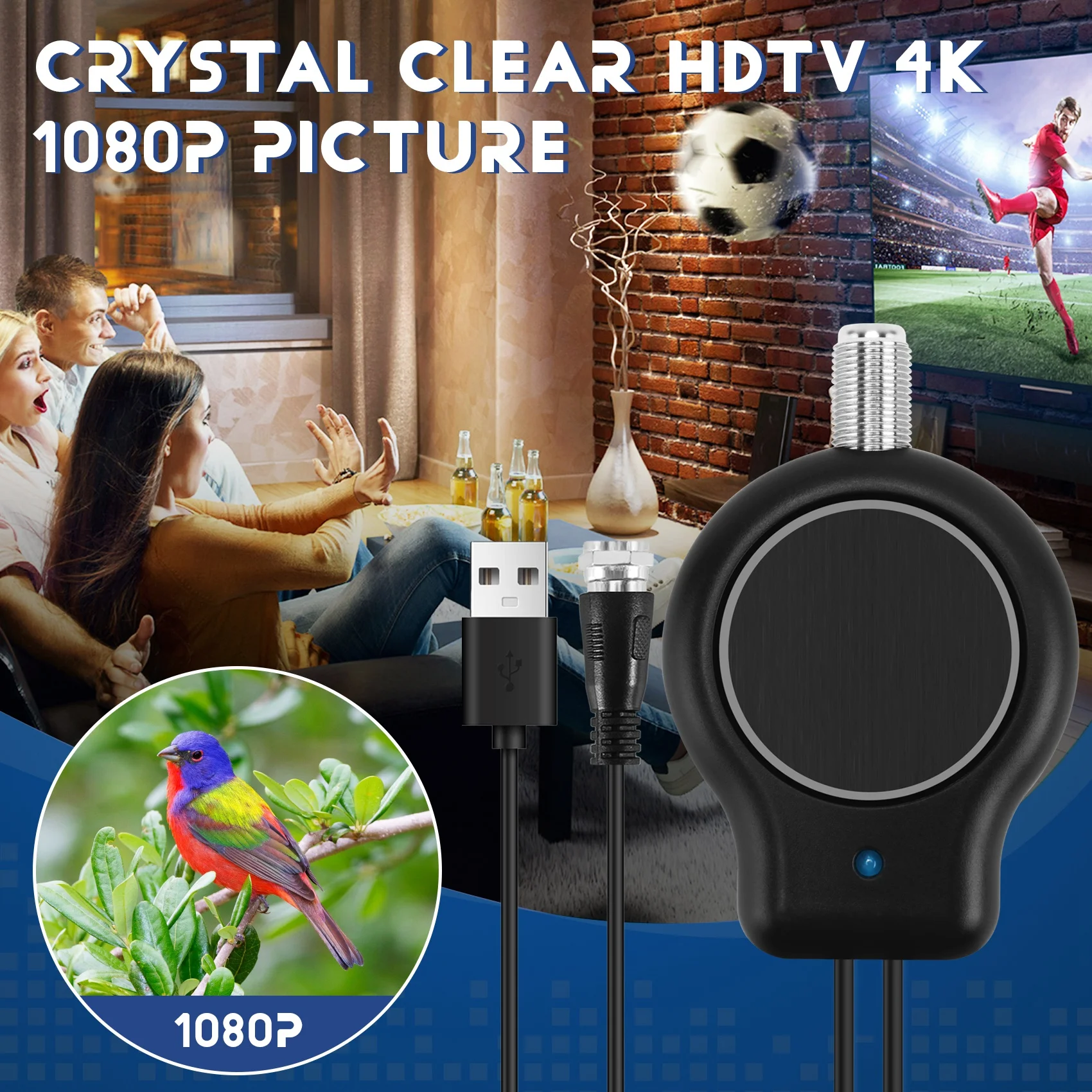 Лучшая быстрая установка, наружная или внутренняя HDTV, цифровая ТВ-антенна, усилитель сигнала HD FM DVB, питание от USB, 32DBI