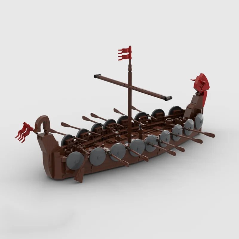 MOC-58275 Medieval Military Viking Ship Model Building Blocks Sodiers Figures Boat Bricks Toys Creative Expert Enlighten for Boy