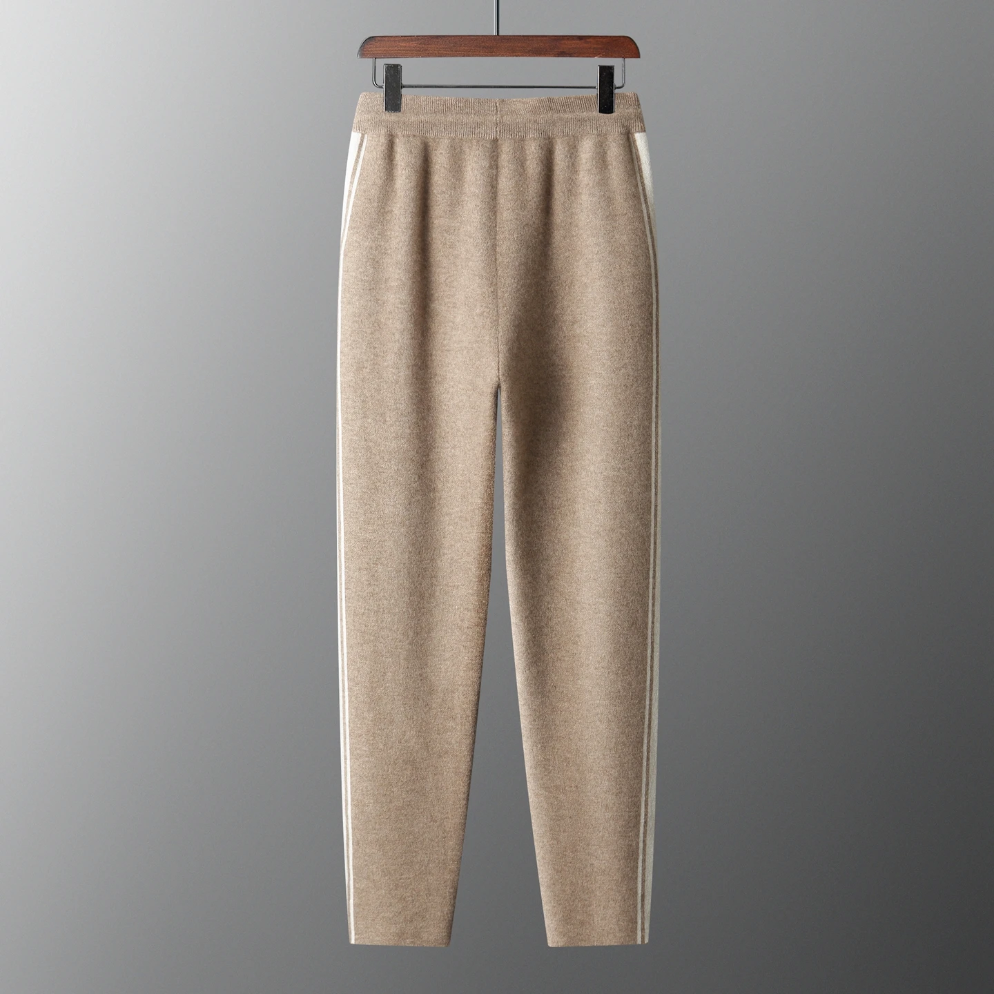 Autumn Winter New 100% Cashmere Knitted Pants Men High Waist and Small Foot Pants Casual Straight Leg Pants Thickened and Warm