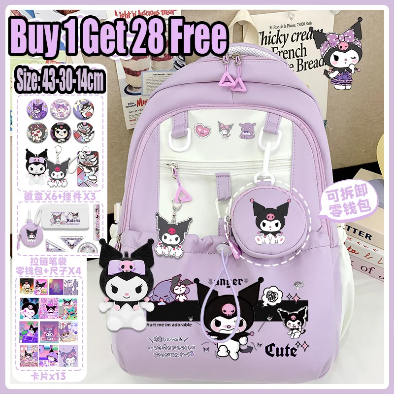 2025 New Kulomi Backpack for Girls, Cute Sanrio Backpack with Large Capacity for Teenagers Returning to School