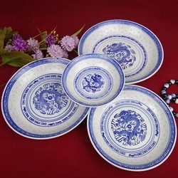 6-9 inch Retro Jingdezhen Blue and White Porcelain Dinner Plates Round Ceramic Food Plate Steak Dish Fruit Cake Holder Tableware