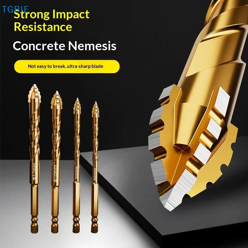 [TL]Professional Grade Carbide Four-Blade Serrated Drill Bit 6-12mm Dry Drilling for Ceramic Glass Tile Flooring Installation