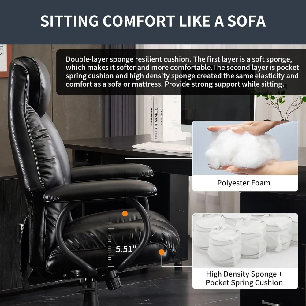 Office Chair, Ergonomic 400lbs Computer Chairs with Ottoman, High Back Executive Offices Chairs, Adjustable Home Office Chair