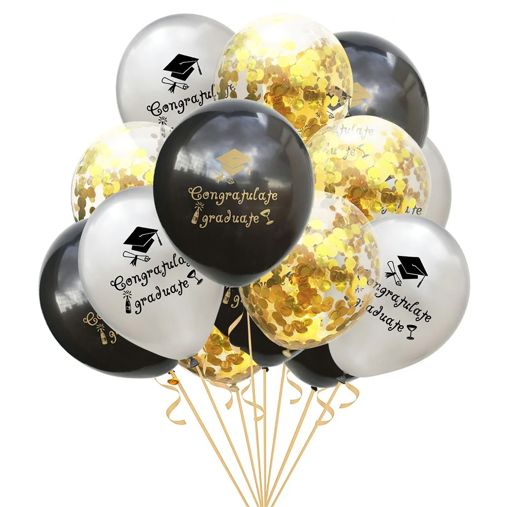 

15Pcs 12-Inch Sequins Confetti Balloons Congratulate Graduate Letter Party Supplies Romantic Festive Decorations