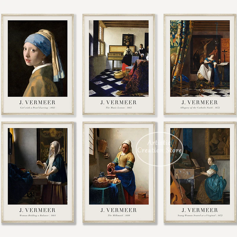 Allegory of The Catholic Faith By Johannes Vermeer Print Vintage Canvas Painting Wall Picture Canvas Painting Modern Home Decor