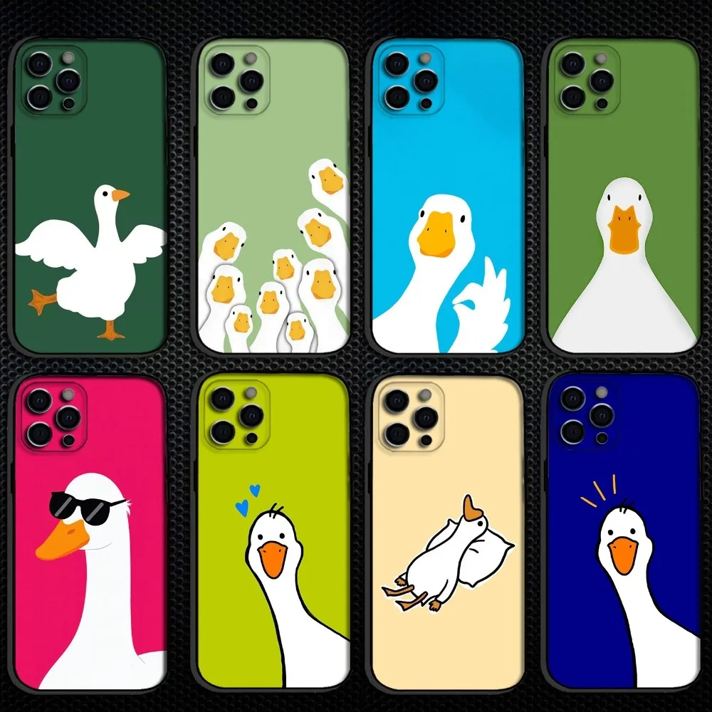 

Cartoon Duck Goose Game Phone Case For iPhone 16,15,14,13,12,11 Plus,Pro Max, Soft Silicone Black Cover