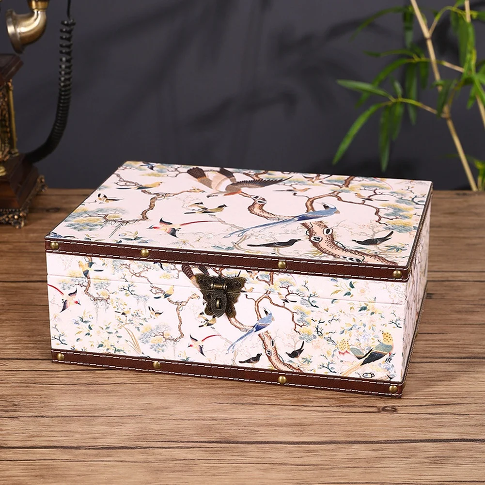 Vintage Wooden Storage Box With Leather Accents And Alloy Clasp New Chinese Style Organizer For Home Office Jewelry Keeping