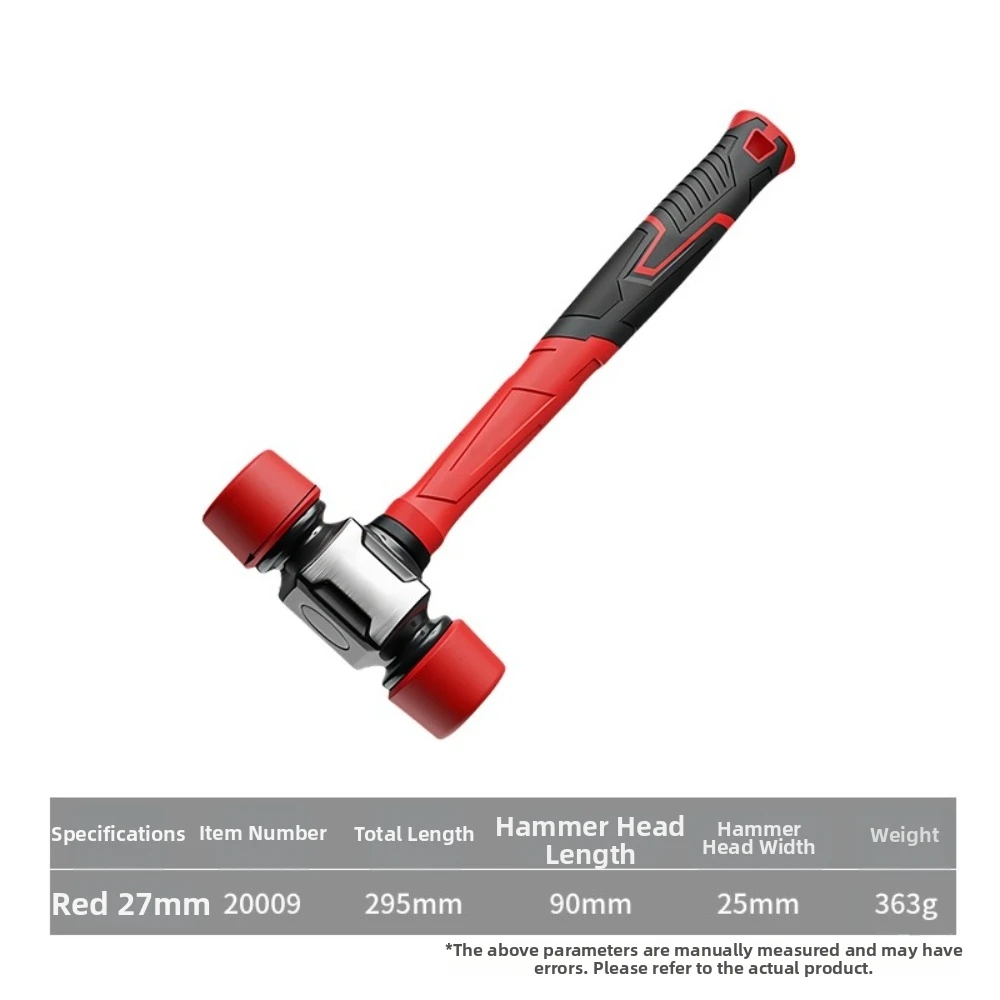 Solid Rubber Head Rubber Mallet Non-Slip Grip Ergonomic Handle Floor Tile Mallet No Rebound Double-Faced Installation Mallet