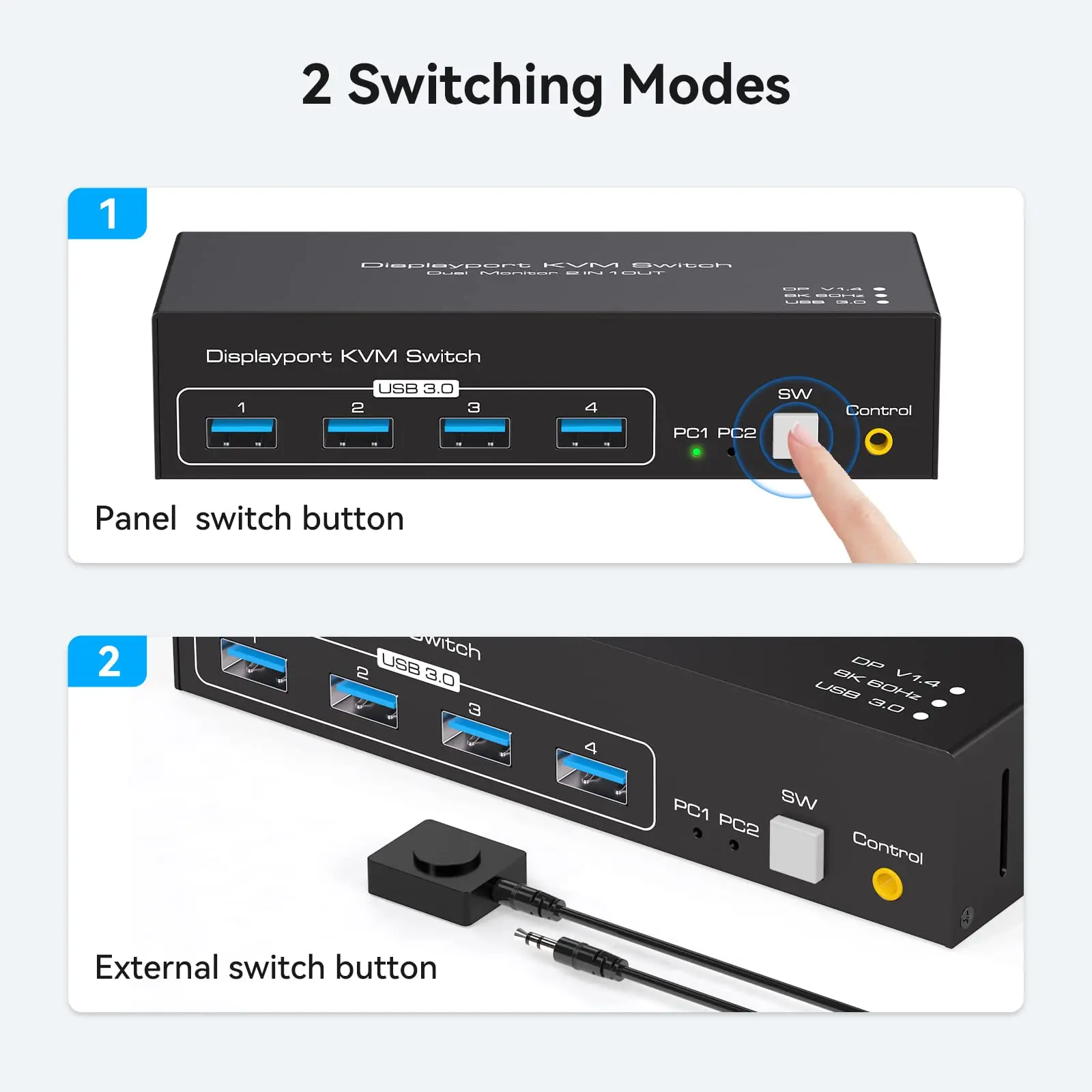 Imagem -06 - Kvm Displayport Switches Dual Monitor Partilha Computadores Monitores Dispositivos Usb 8k 4k @ 120hz Usb 3.0