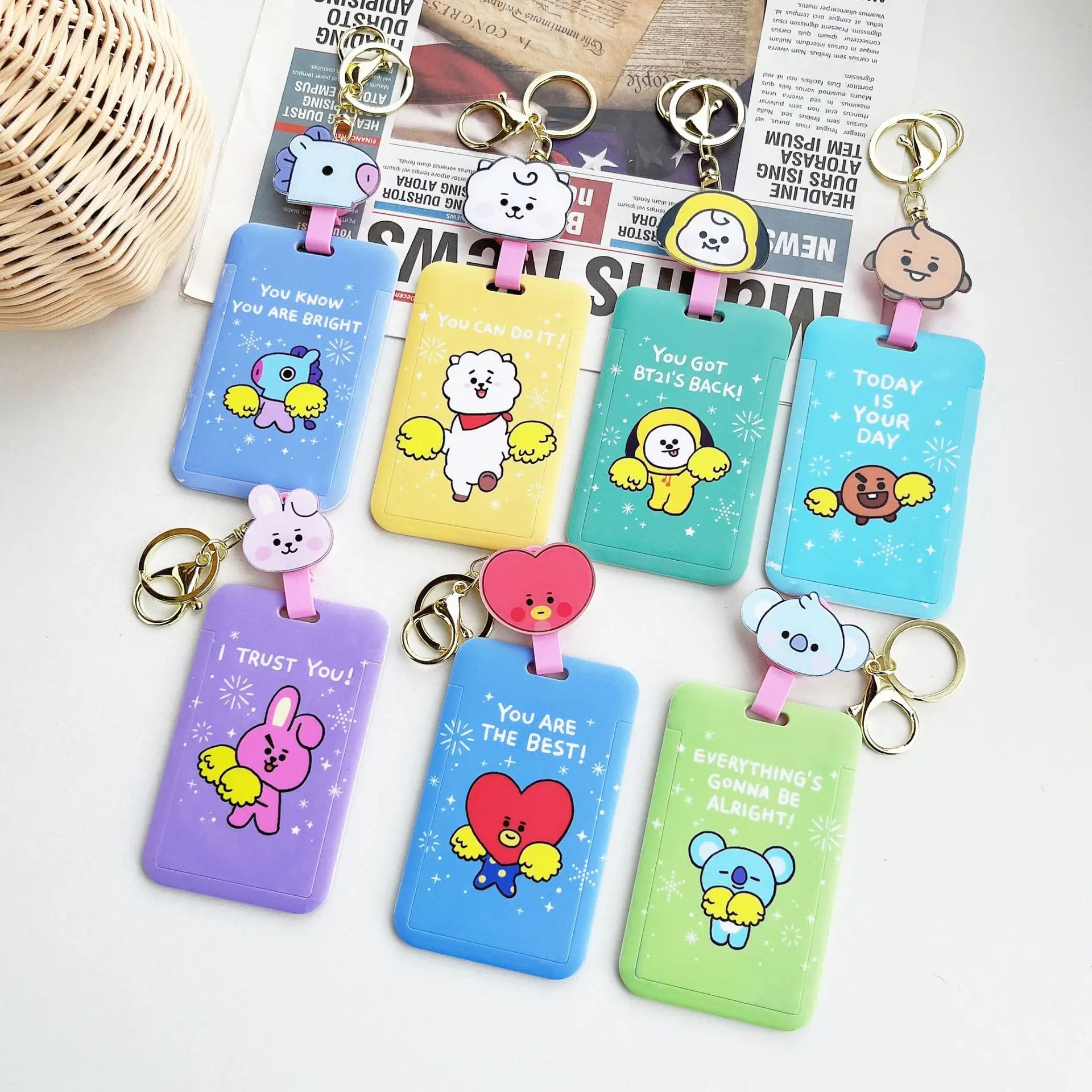 BT21 Card Holder for Campus Card Protection, Transportation Storage, Cute Puppy, Work Card, Backpack Pendant, LINE FRIENDS view 2