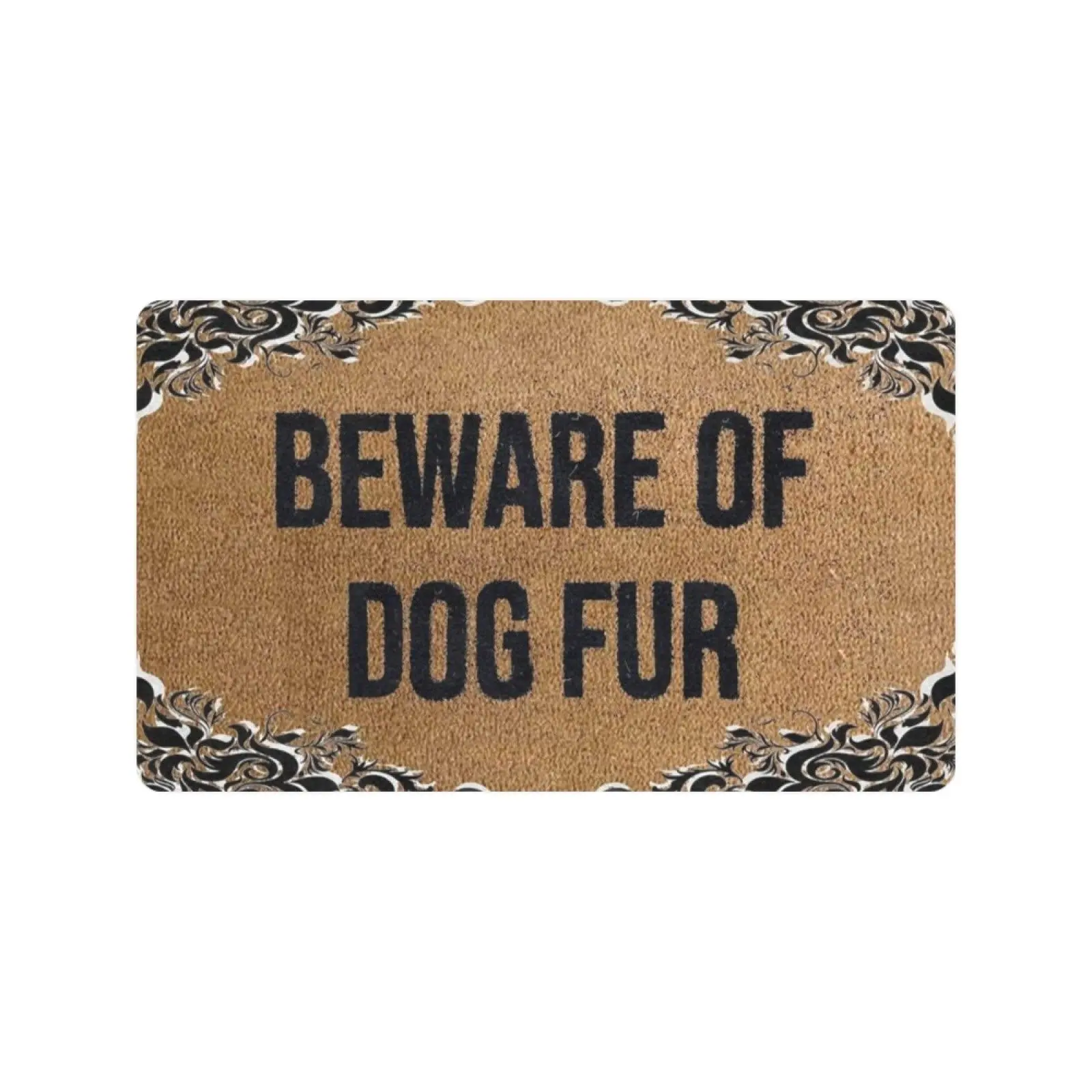 

BEWARE OF DOG FURE Doormat Front Valentine's Day Custom Door Mat Rubber Outdoor Indoor Home Decor