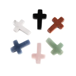 Cross Pendant Jewelry DIY Accessories Charm Natural Agate Rose Quartz White Turquoise Aventrine Pendant Making Necklace Earrings