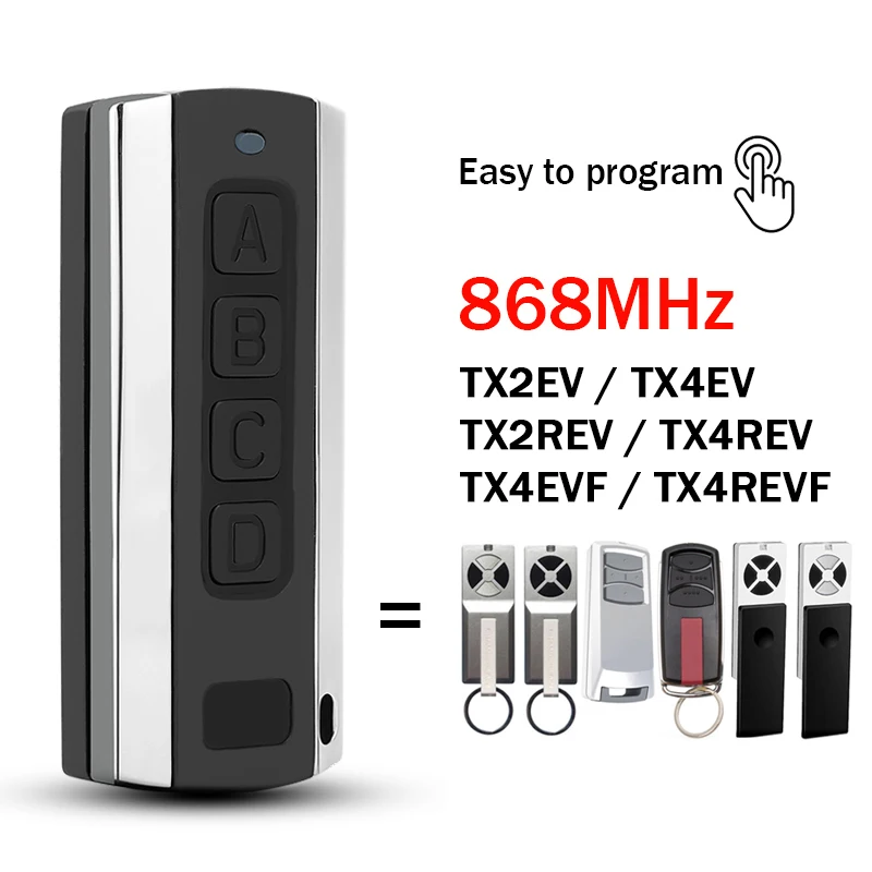 100% Compatible With LiftMaster TX4EVF TX4EV TX2EV CHAMBERLAIN TX4REVF TX4REV TX2REV 868MHz  Electric Garage Door Remote Control