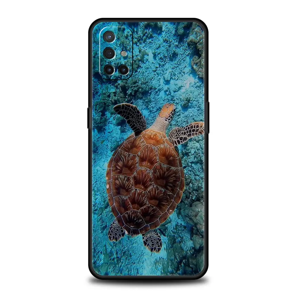 Phone Case For OnePlus 12 11 10 9 Pro 9T 12R 10R 9RT 10T 8T 8 7 6T 7T Nord 2T CE 2 5G Cover lovely Cartoon sea turtle ocean blue