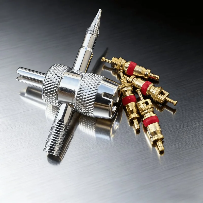 4‑In‑1 Tire Valve Core Repair Kit Multi‑Function Service Key for Automobile & E‑Bike Valve Nozzle Installation Removal