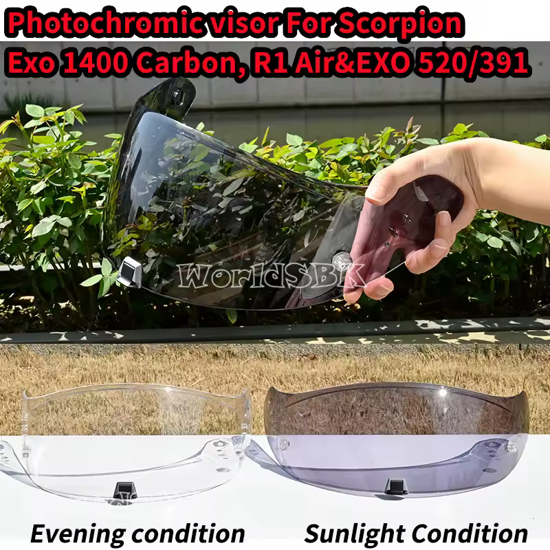 Helmets Visor For Scorpion Exo 1400 Carbon, R1 & EXO 520 391 Motorcycle Helmet Lens Visor Plating Uv Protection Lens Faceshield - Image 8